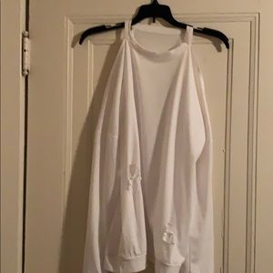 Distressed White Long Sleeve Shirt